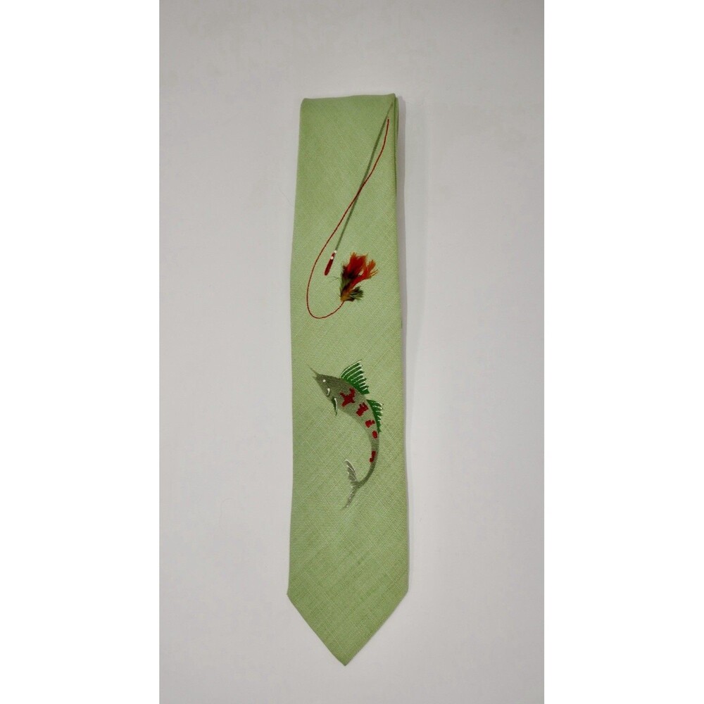 Regal Vintage Marlin Swordfish Hand Painted Novelty Print Neckwear Tie